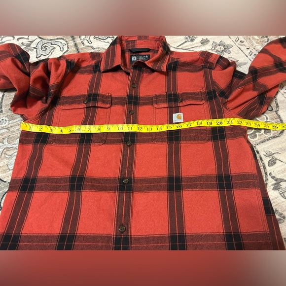 Carhartt Mens Shacket Sz M Heavy Flannel Button Front Shirt Outdoor Work Plaid - Picture 5 of 7